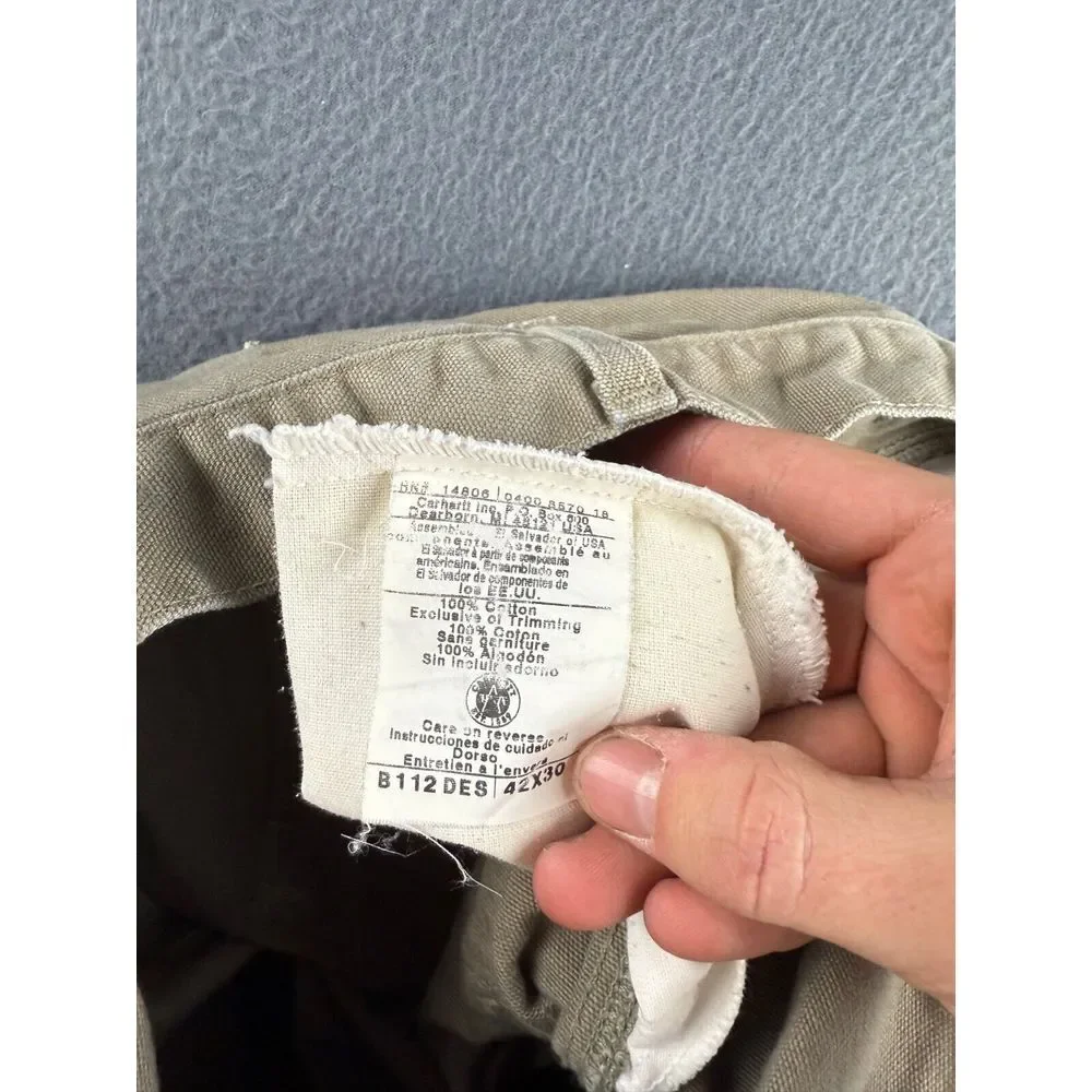 Carhartt Pants Mens 38x27 Brown Vintage Cargo Duck Canvas Carpenter B112 DES 90s